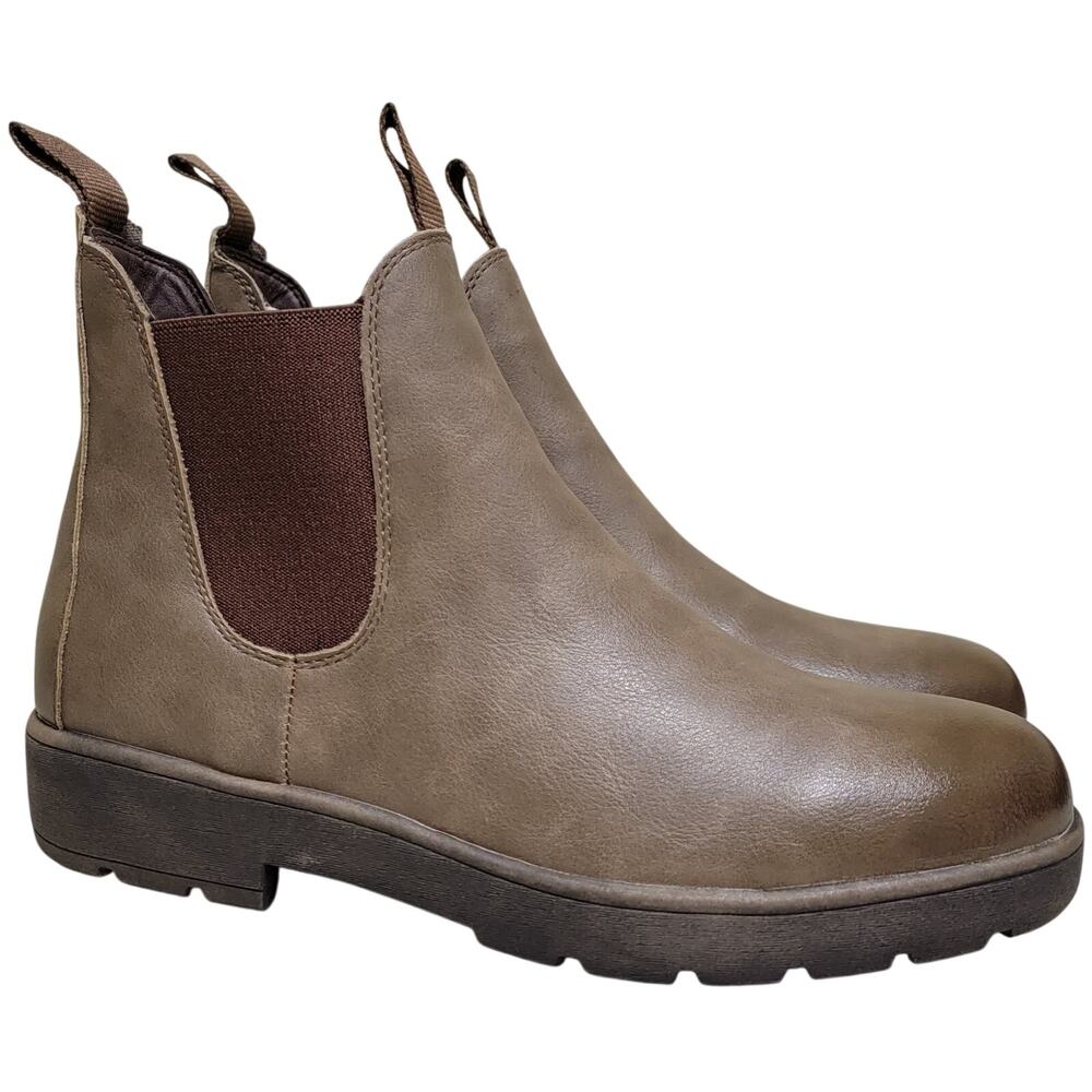 Sun + Stone Men Hawkes Chelsea Ankle Boots Size US 10M Brown Faux Leather